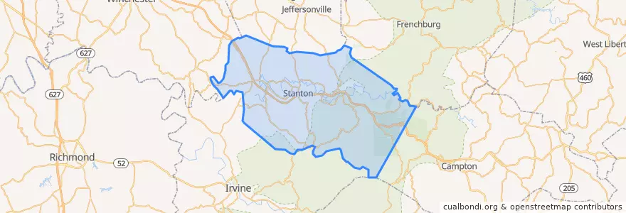 Mapa de ubicacion de Powell County.