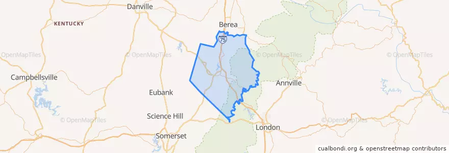 Mapa de ubicacion de Rockcastle County.