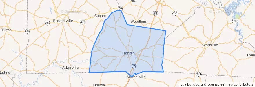 Mapa de ubicacion de Simpson County.