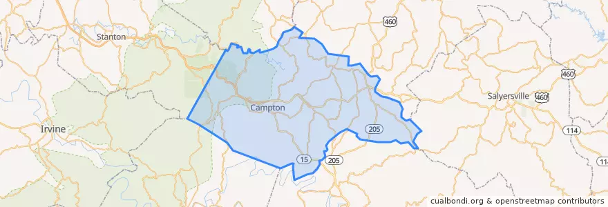 Mapa de ubicacion de Wolfe County.