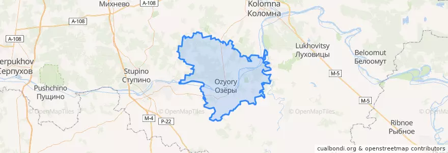 Mapa de ubicacion de городской округ Озёры.