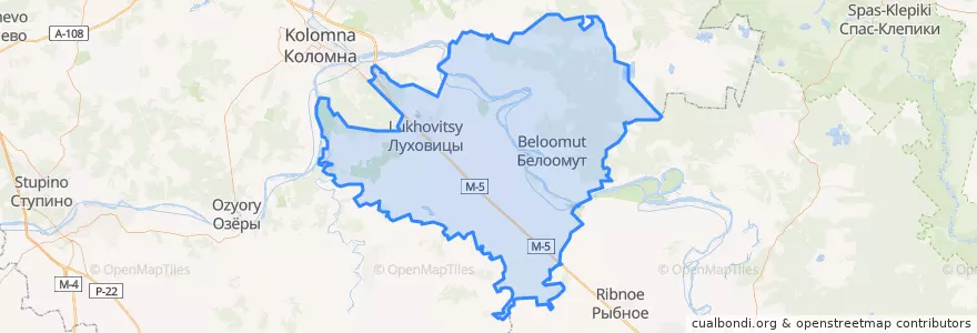Mapa de ubicacion de городской округ Луховицы.