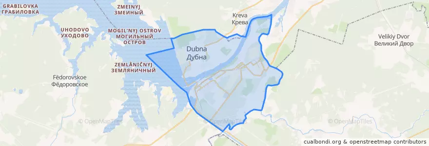 Mapa de ubicacion de Dubna.