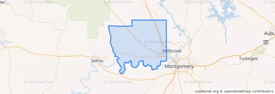 Mapa de ubicacion de Autauga County.