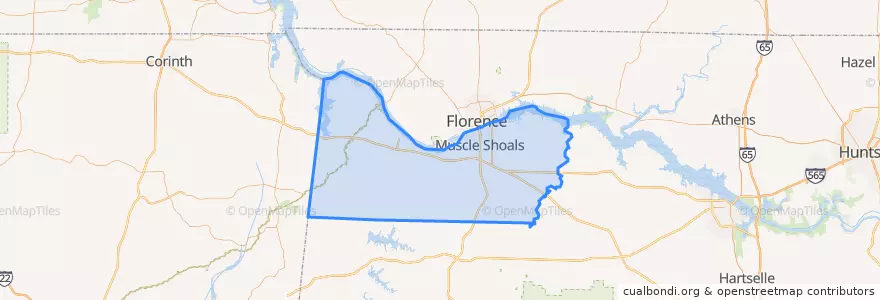Mapa de ubicacion de Colbert County.