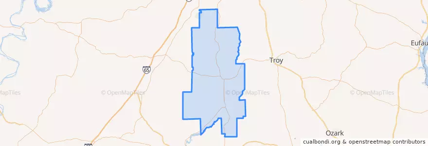 Mapa de ubicacion de Crenshaw County.