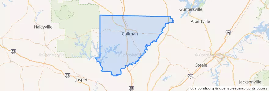 Mapa de ubicacion de Cullman County.