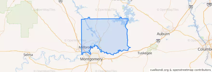 Mapa de ubicacion de Elmore County.