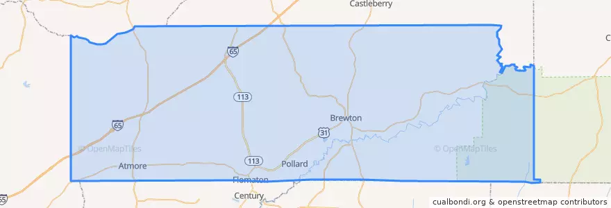 Mapa de ubicacion de Escambia County.