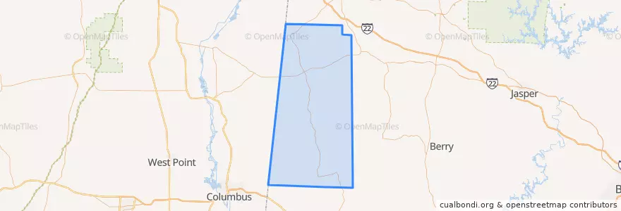Mapa de ubicacion de Lamar County.