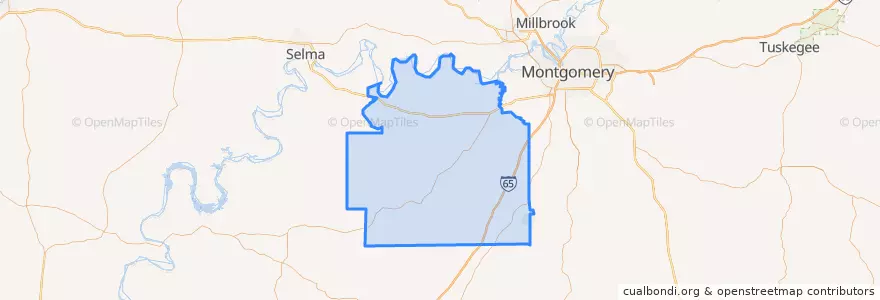 Mapa de ubicacion de Lowndes County.
