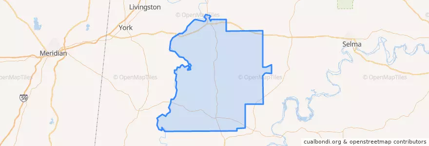 Mapa de ubicacion de Marengo County.