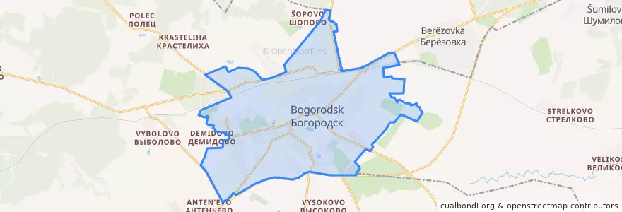 Mapa de ubicacion de городское поселение Богородск.