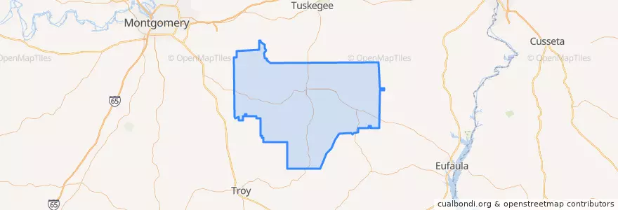 Mapa de ubicacion de Bullock County.