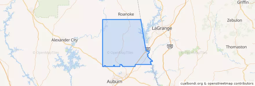 Mapa de ubicacion de Chambers County.