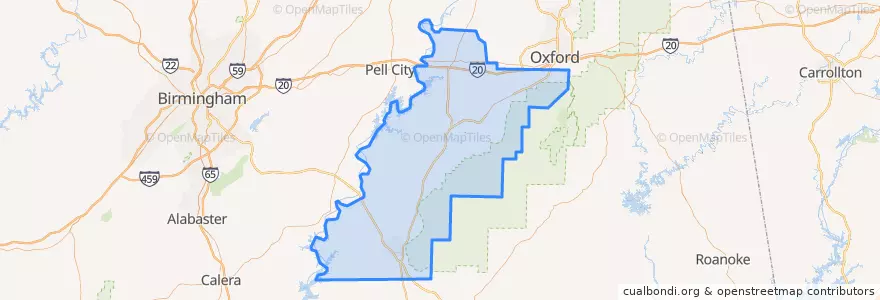 Mapa de ubicacion de Talladega County.