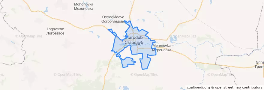 Mapa de ubicacion de городской округ Стародуб.