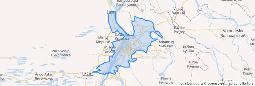 Mapa de ubicacion de Astrakhan.
