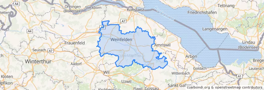 Mapa de ubicacion de Bezirk Weinfelden.