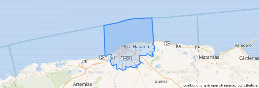 Mapa de ubicacion de La Habana.