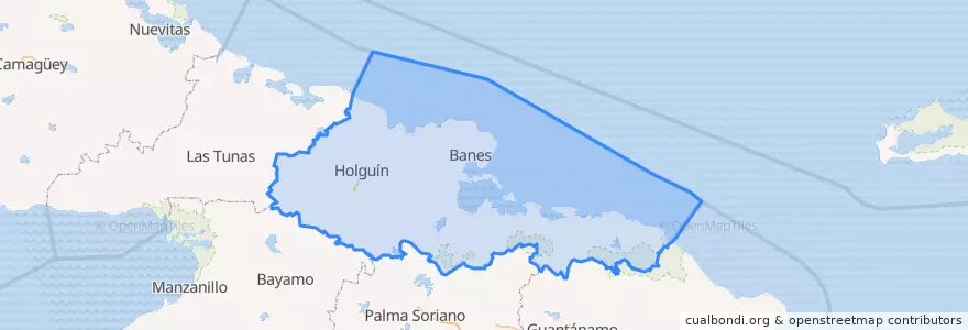 Mapa de ubicacion de Holguín.