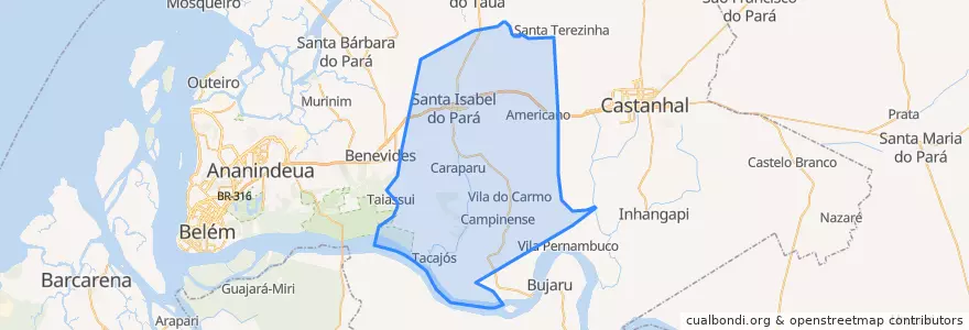 Mapa de ubicacion de Santa Izabel do Pará.