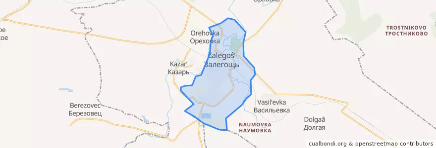 Mapa de ubicacion de городское поселение Залегощь.