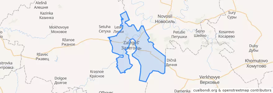 Mapa de ubicacion de Нижнезалегощенское сельское поселение.