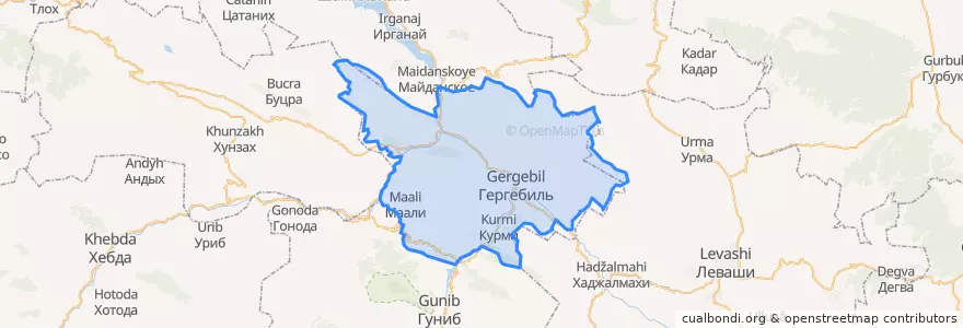 Mapa de ubicacion de Гергебильский район.