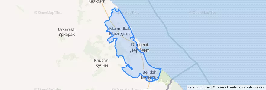 Mapa de ubicacion de Дербентский район.