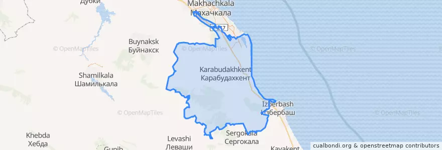 Mapa de ubicacion de Карабудахкентский район.