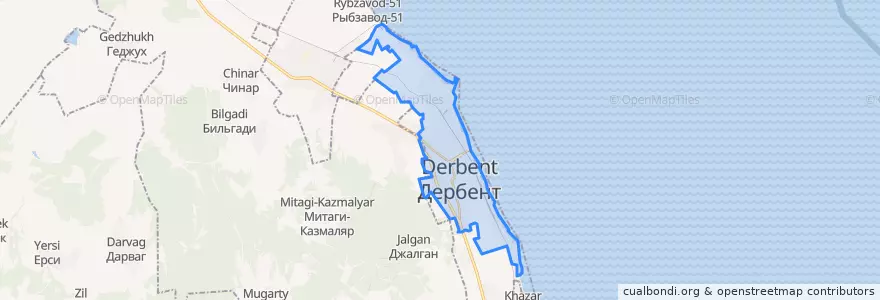 Mapa de ubicacion de городской округ Дербент.