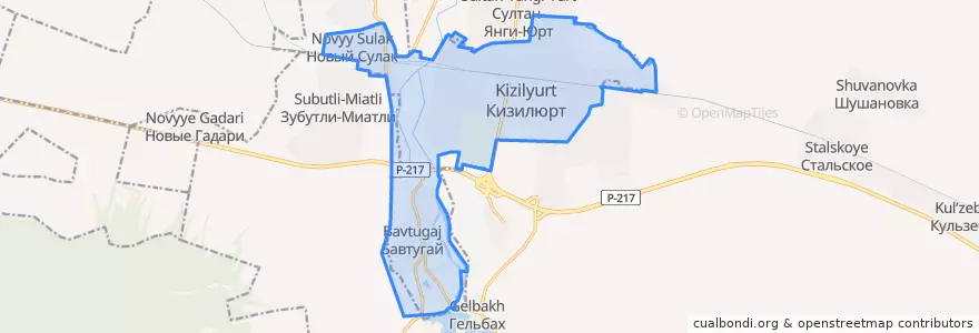 Mapa de ubicacion de городской округ Кизилюрт.