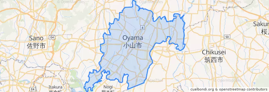 Mapa de ubicacion de 小山市.