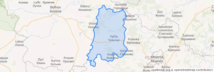 Mapa de ubicacion de Тельченское сельское поселение.