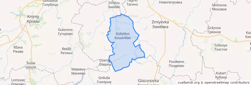Mapa de ubicacion de Кошелёвское сельское поселение.