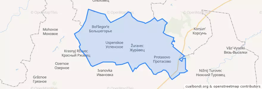 Mapa de ubicacion de Журавецкое сельское поселение.