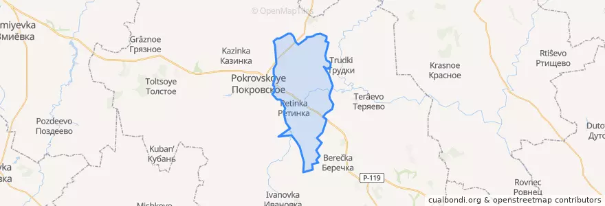Mapa de ubicacion de Ретинское сельское поселение.