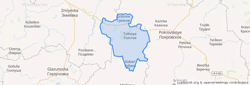 Mapa de ubicacion de Столбецкое сельское поселение.