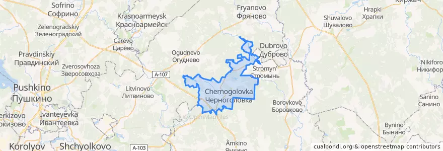 Mapa de ubicacion de городской округ Черноголовка.