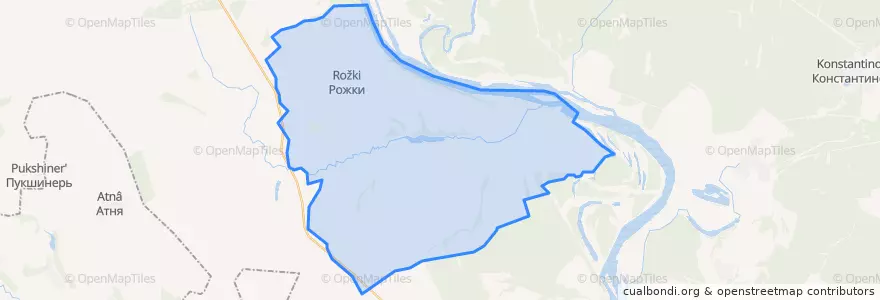 Mapa de ubicacion de Рожкинское сельское поселение.