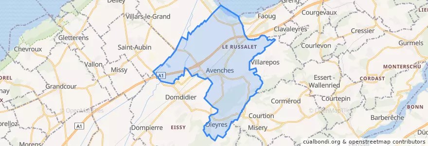 Mapa de ubicacion de Avenches.