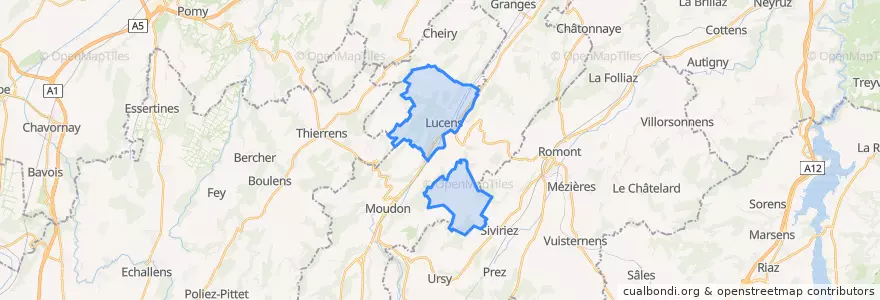 Mapa de ubicacion de Lucens.