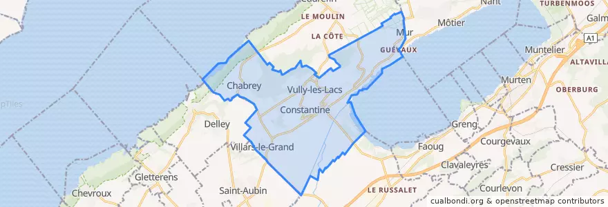 Mapa de ubicacion de Vully-les-Lacs.