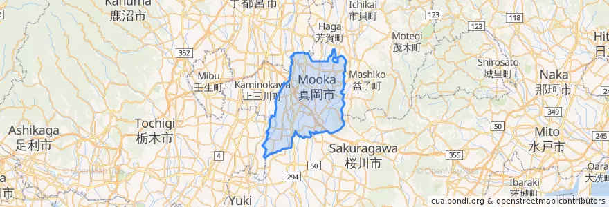 Mapa de ubicacion de Mooka.