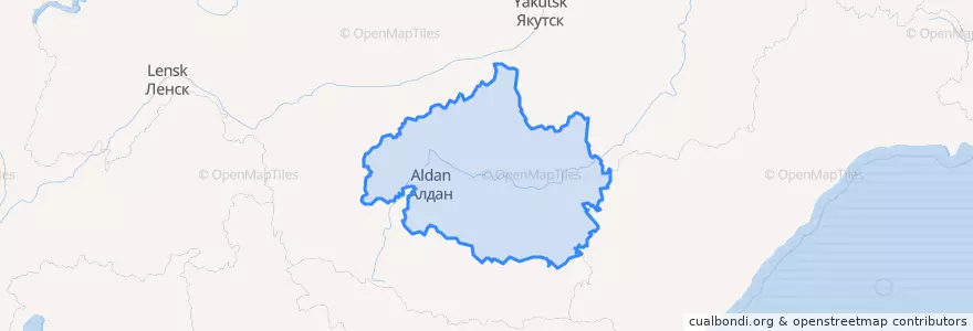 Mapa de ubicacion de Aldansky Ulus.