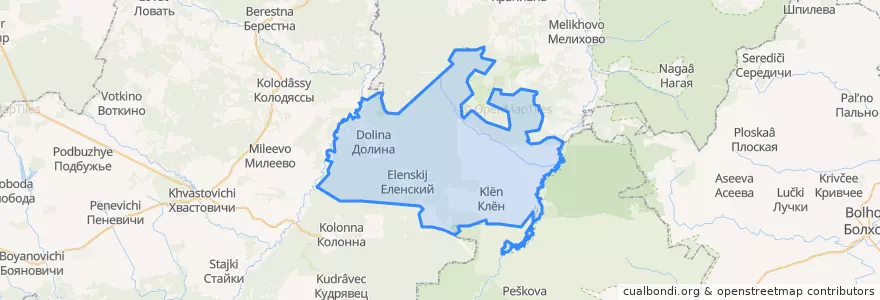 Mapa de ubicacion de сельское поселение Еленский.