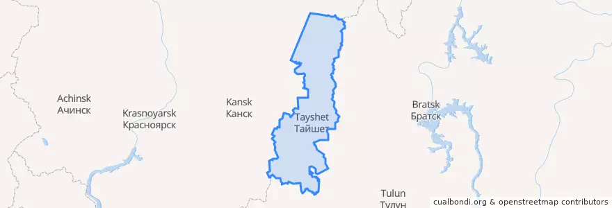 Mapa de ubicacion de Тайшетский район.