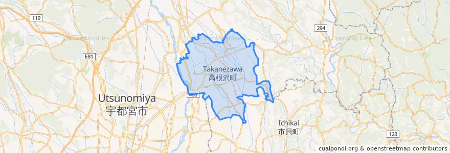 Mapa de ubicacion de 高根沢町.