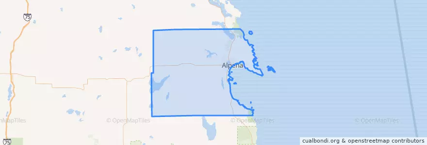 Mapa de ubicacion de Alpena County.